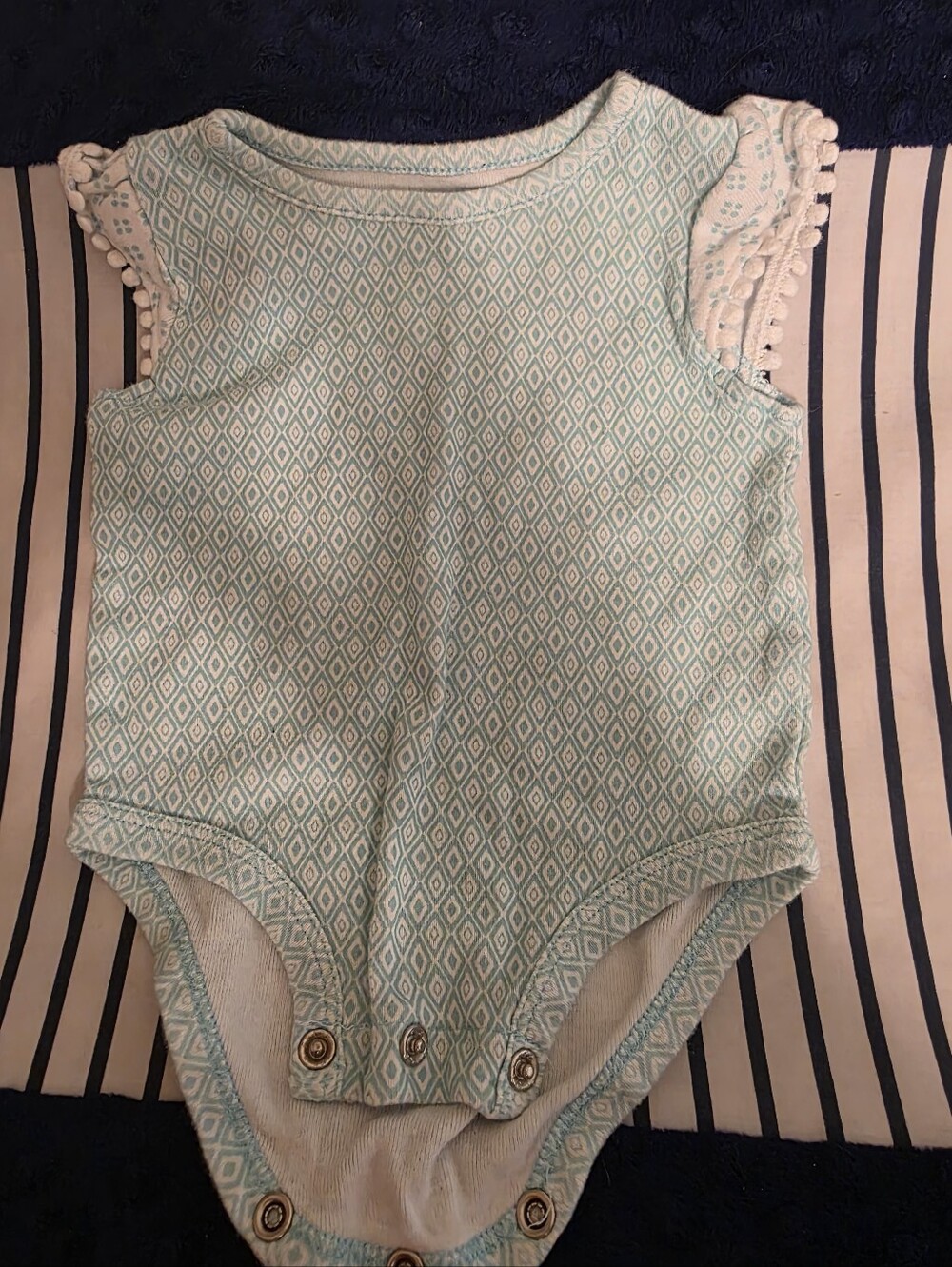Carter's Mint Diamond-Print Infant One-Piece Bodysuit with Pom Trim